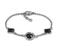 Amello Bracelet Rond Argent Noir Bijoux Femme Acier Inoxydable Céramique Esax30s8