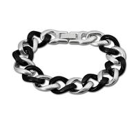 Amello Bracelet Tank Argent Noir Bijoux Femme Acier Inoxydable Céramique Esax18s0