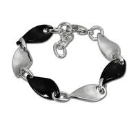 Amello Bracelet Vague Argent Noir Bijoux Femme Acier Inoxydable Céramique Esax08s
