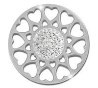 Amello Coeur Fleur Pièces Argent 30 Mm Incrustation Femme Zircone Acier Inoxydable Esc519jw