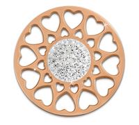 Amello Coeur Fleur Pièces Rose 30 Mm Femme Zircone Acier Inoxydable Plaqué Or Esc519ew
