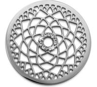 Amello Coins argent 30 mm insertion zirconium acier inoxydable fleur de lotus dames ESC532JW