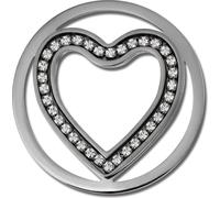 Amello Coins argent blanc 30 mm insertion zirconium acier inox coeur dames ESC525JW