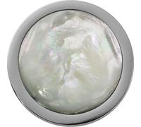 Amello Coins blanc 25 mm Insert nacre Acier inoxydable Coin Coquille Femme ESC741W