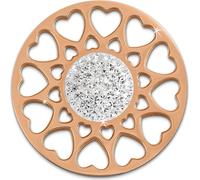 Amello Coins rose 30 mm zircon en acier inoxydable doré fleur de coeur dames ESC519EW