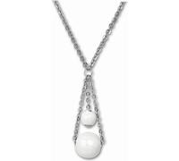 Amello Collier 50cm acier inoxydable céramique bijoux boules argent blanc ESKX44W5
