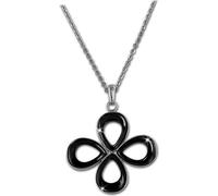 Amello collier acier inoxydable céramique 50cm fleur bijoux argent noir D2ESKX28S
