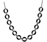 Amello collier acier inoxydable céramique 70cm anneaux bijoux argent noir D2ESKX02S