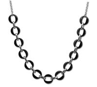 Amello Collier Anneaux Argent Noir Bijoux 70cm Acier Inoxydable Céramique Eskx02s