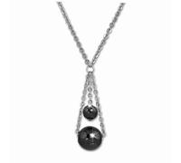 Amello Collier Boules Argent Noir Bijoux 50cm Acier Inoxydable Céramique Eskx44s5