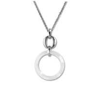 Amello Collier Cercle Argent Blanc Bijoux 50cm Acier Inoxydable Céramique Eskx46w5