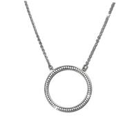 Amello Collier Chaîne O Zircone Argent Blanc Bijoux 50cm Acier Inoxydable Esk103j