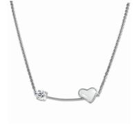 Amello Collier Coeur Argent Blanc Bijoux 50cm Acier Inoxydable Céramique Eskx40w5