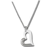 Amello Collier Coeur argent blanc Bijoux Femme 50cm Acier Céramique D2ESKX26W