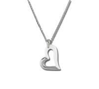 Amello Collier Coeur Argent Blanc Bijoux Femme 50cm Acier Inoxydable Céramique Eskx26w