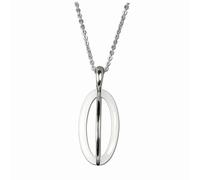 Amello Collier Ellipse Argent Blanc Bijoux 70cm Acier Inoxydable Céramique Eskx09w