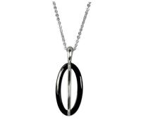Amello Collier Ellipse Argent Noir Bijoux 70cm Acier Inoxydable Céramique Eskx09s