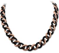 Amello Collier en acier inoxydable 333 or rose céramique 50cm blindé noir D2ESKX20S0