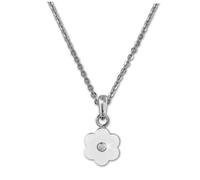 Amello Collier Fleur Argent Blanc Bijoux 50cm Acier Inoxydable Céramique Eskx41w5
