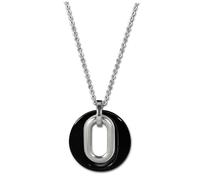Amello Collier Magique Argent Noir Bijoux 80cm Acier Inoxydable Céramique Eskx03s