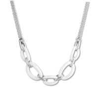 Amello Collier Ovale Argent Blanc Bijoux 50cm Acier Inoxydable Céramique Eskx16w