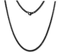 Amello Collier Pièce Femme Collier Noir 80cm Chaîne Dancre Acier Inoxydable Esc102s