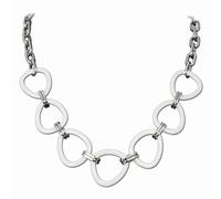 Amello Collier Triangle Argent Blanc Bijoux 50cm Acier Inoxydable Céramique Eskx07w