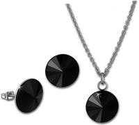 Amello dames en acier inoxydable noir sets D2ESSS04S