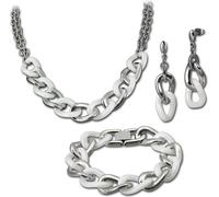 Amello dames en acier inoxydable tout céramique argenté blanc brillant sets D2ESSX06W