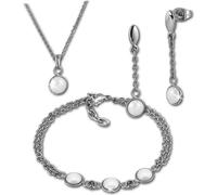 Amello dames en acier inoxydable tout céramique argenté blanc brillant sets D2ESSX36W