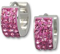 Amello Femme Boucles d'oreilles Acier inoxydable Zirconia Créoles argent rose D2ESOS01A