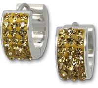 Amello Femme Boucles d'oreilles en acier inoxydable Créoles zirconium argent ambre D2ESOS01Y
