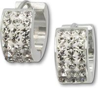 Amello Femme Boucles d'oreilles en acier inoxydable Créoles zirconium argent blanc D2ESOS01W