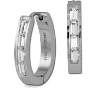 Amello Femme Boucles d'oreilles en acier inoxydable Créoles zirconium argent blanc Ovale D2ESOS08W