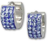 Amello Femme Boucles d'oreilles en acier inoxydable Créoles zirconium argent bleu D2ESOS01H