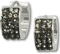 Amello Femme Boucles d'oreilles en acier inoxydable Créoles zirconium argent gris D2ESOS01K