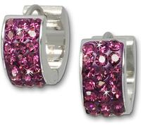 Amello Femme Boucles d'oreilles en acier inoxydable Créoles zirconium argent rose D2ESOS01F