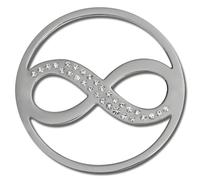 Amello Infinity Coins Argent Blanc 30 Mm Pièce De Monnaie Femme Zircone Acier Inoxydable Esc511j