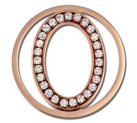 Amello Oval Coins Rose Blanc 30 Mm Femme Zircone Acier Inoxydable Plaqué Or Esc535ew