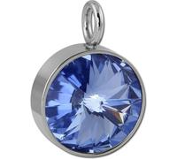 Amello Pendentif 12mm zircon en acier inoxydable argent bleu Collier femme ESHS02H