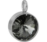 Amello Pendentif 12mm zircon en acier inoxydable argent gris Collier femme ESHS02K