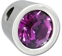 Amello Pendentif 14mm zircon en acier inoxydable argent lilas Collier femme ESHS01F