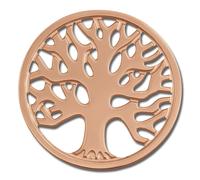 Amello Pièces Arbre De Vie Rose Incrustation 30 Mm Femme Acier Inoxydable Plaqué Or Esc502e