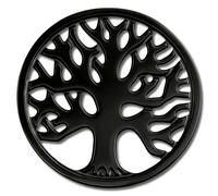 Amello Pièces Darbre De Vie Noir 30 Mm Incrustation Pièce De Monnaie Pour Femme En Acier Inoxydable Esc502s