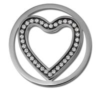 Amello Pièces De Coeur Argent Blanc 30 Mm Incrustation Femme Zircone Acier Inoxydable Esc525jw