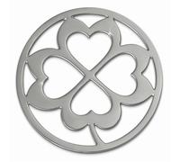 Amello Pièces De Monnaie En Forme De Trèfle Argent 30 Mm Incrustation Pièce De Monnaie Pour Femme En Acier Inoxydable Esc507j