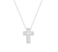 AMEN Bijoux, collier avec croix, collier femme en argent 925, rhodié avec double zircon blanc, cadeau femme