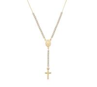 AMEN Bijoux, Collier Croix et Médaille Miraculeuse, Taglia Unica, Argent sterling, Zircon