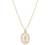 Amen Collier Médaille miraculeuse émaillée blanc perle Argent 925 doré Zircons blancs Cadeau femme
