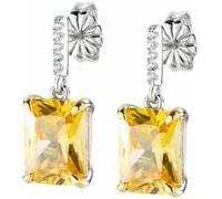 Amen Boucles d'oreilles Cocktail en argent 925 Zircons Jaune et Blanc, medium, Argent, Zircone cubique
